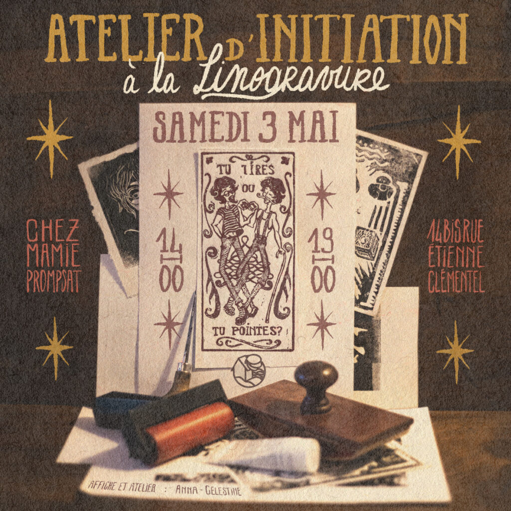 Atelier d'inauguration à la linogravure, Samedi 03 Mai, sur inscriptions à partir de 12 ans, Plus d'informations sur l'événement Hello Asso
